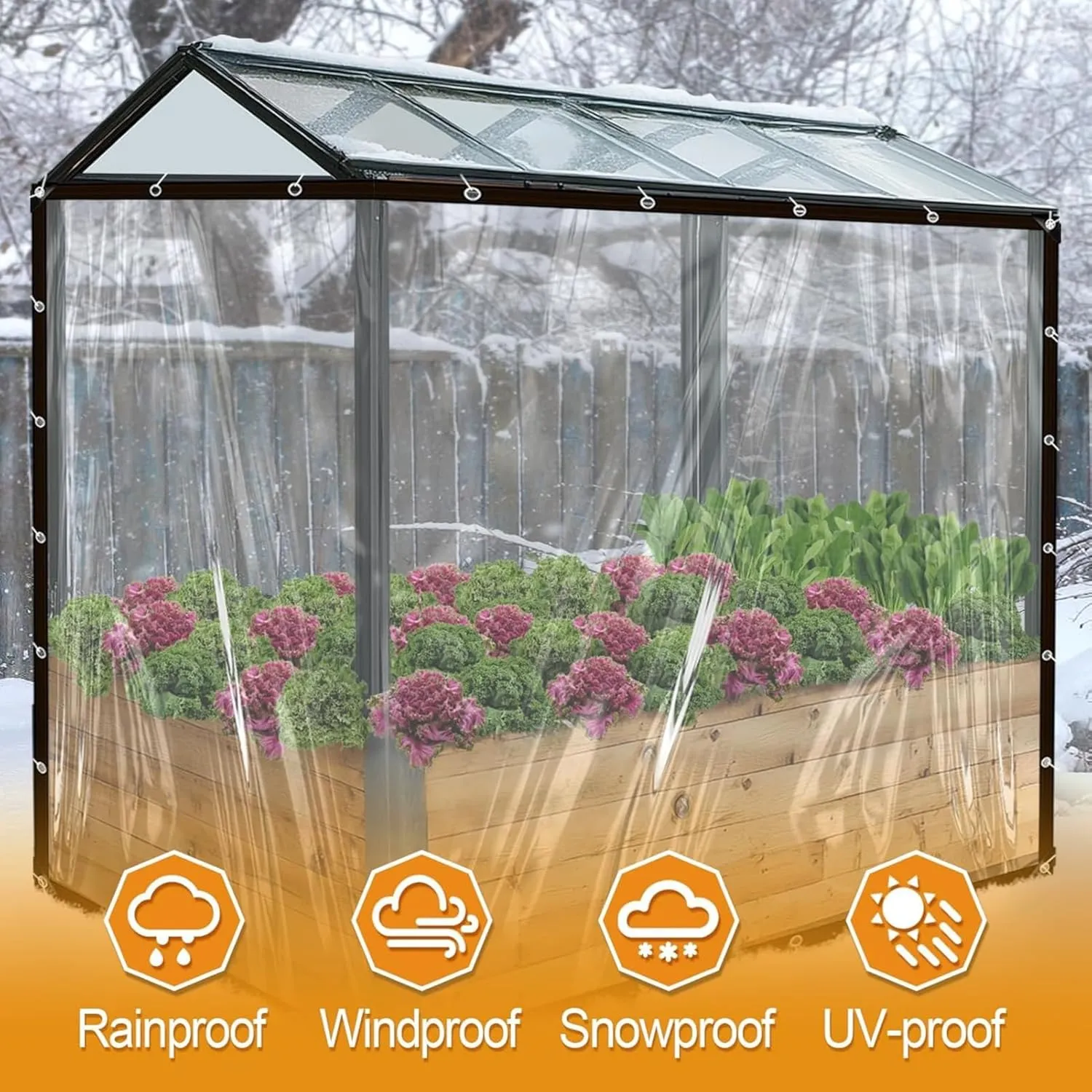 Clear Waterproof Tarps(Increase Grommets Windproof Rope) Poly Tarpaulin Outdoor Garden Rainproof Covering,Clear Vinyl Tarp with,for Covering Henhouse Porch Canopy Plant Patio (6.6 x 20 ft(2x6m))
