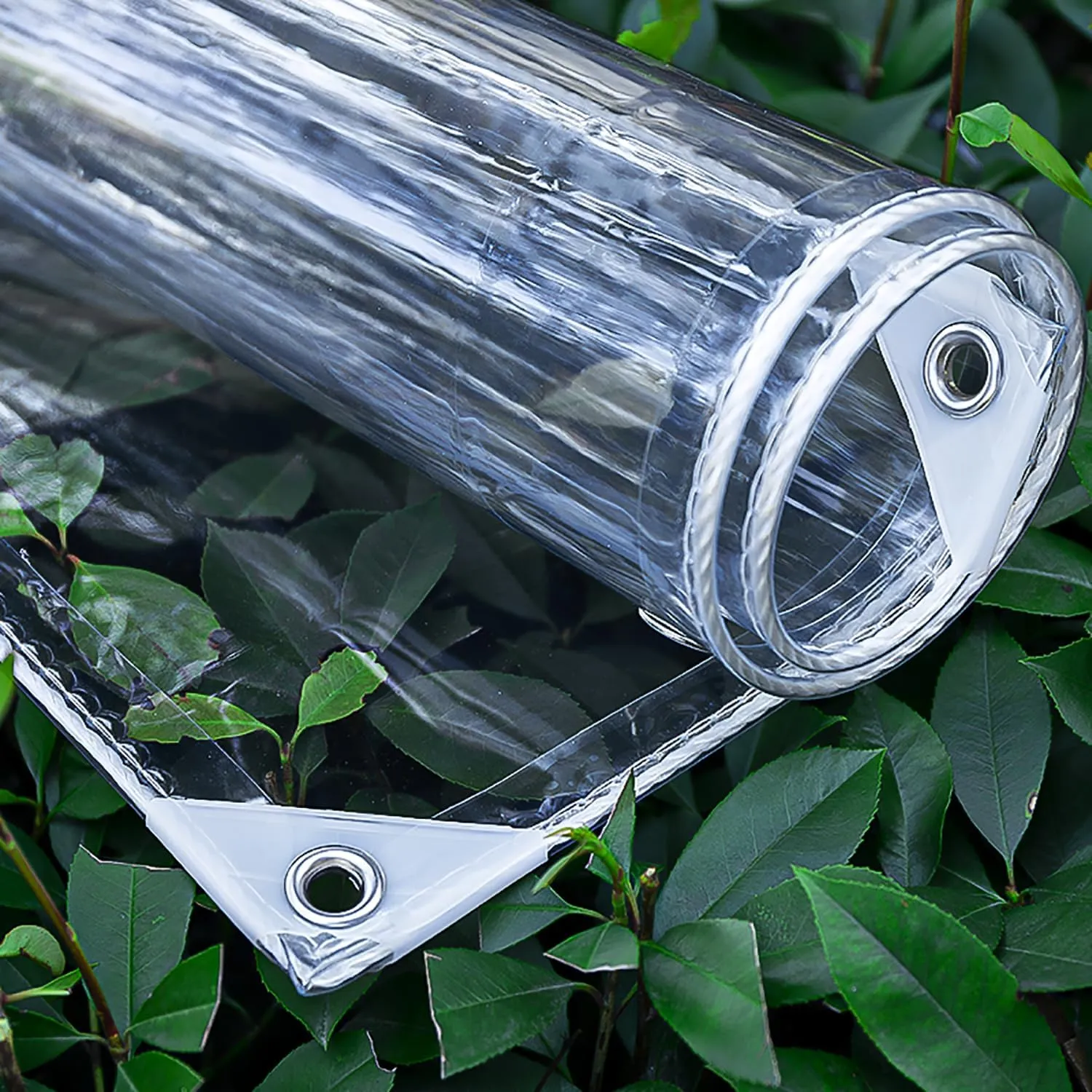 Clear Waterproof Tarps(Increase Grommets Windproof Rope) Poly Tarpaulin Outdoor Garden Rainproof Covering,for Patio,Porch and Outdoor 6x8ft (1.8x2.4m)
