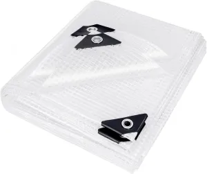 Clear White Tarp Heavy Duty Waterproof 8x10 Feet Clear Greenhouse Tarps with Grommets, 10mil Poly Garden Cover UV Resistant for Patio Greenhouse Outdoor
