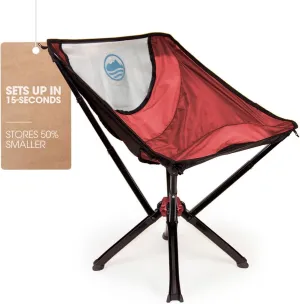CLIQ Portable Chair Version 1.0 - Lightweight Folding Chair for Camping - Supports 300 Lbs - Perfect for Outdoor Adventures - Red