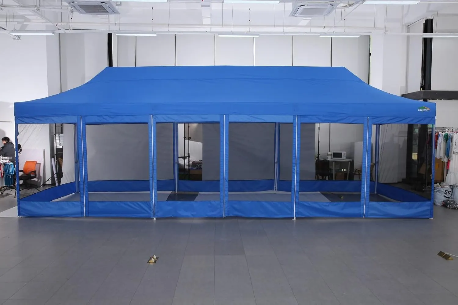 COBIZI 10x30 Canopy Tent, Heavy Duty Pop up Canopy with Sidewalls, Waterproof Easy Setup Canopy with Mosquito Netting, Outdoor Instant Screen Tents for Parties, Wedding with Roller Bag, Khaki