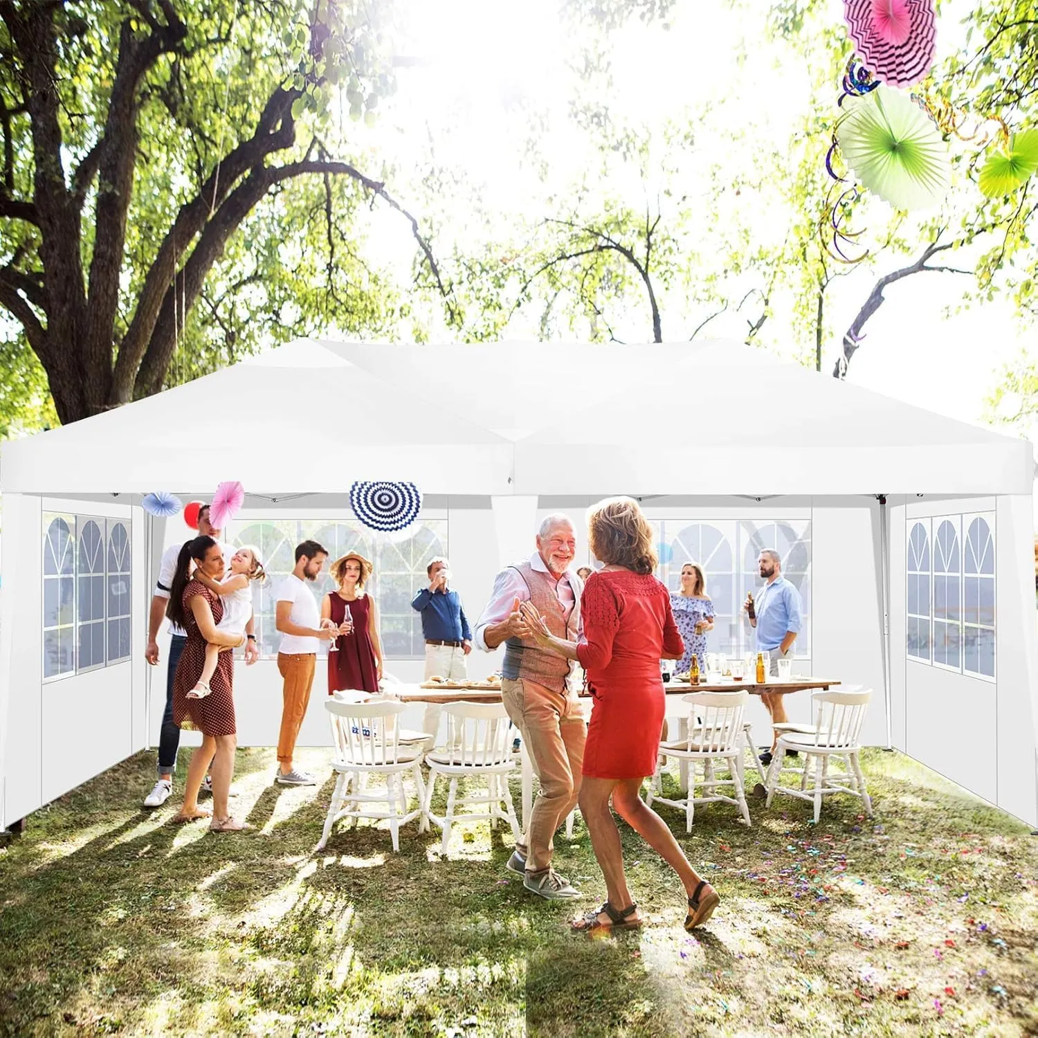 COBIZI Canopy 10x20 Pop Up Canopy Tent with 6 Sidewalls Party Tents for Parties Weddings Backyard Waterproof Canopy Outdoor Commercial Canopy Event Tent with Stakes, Ropes, White