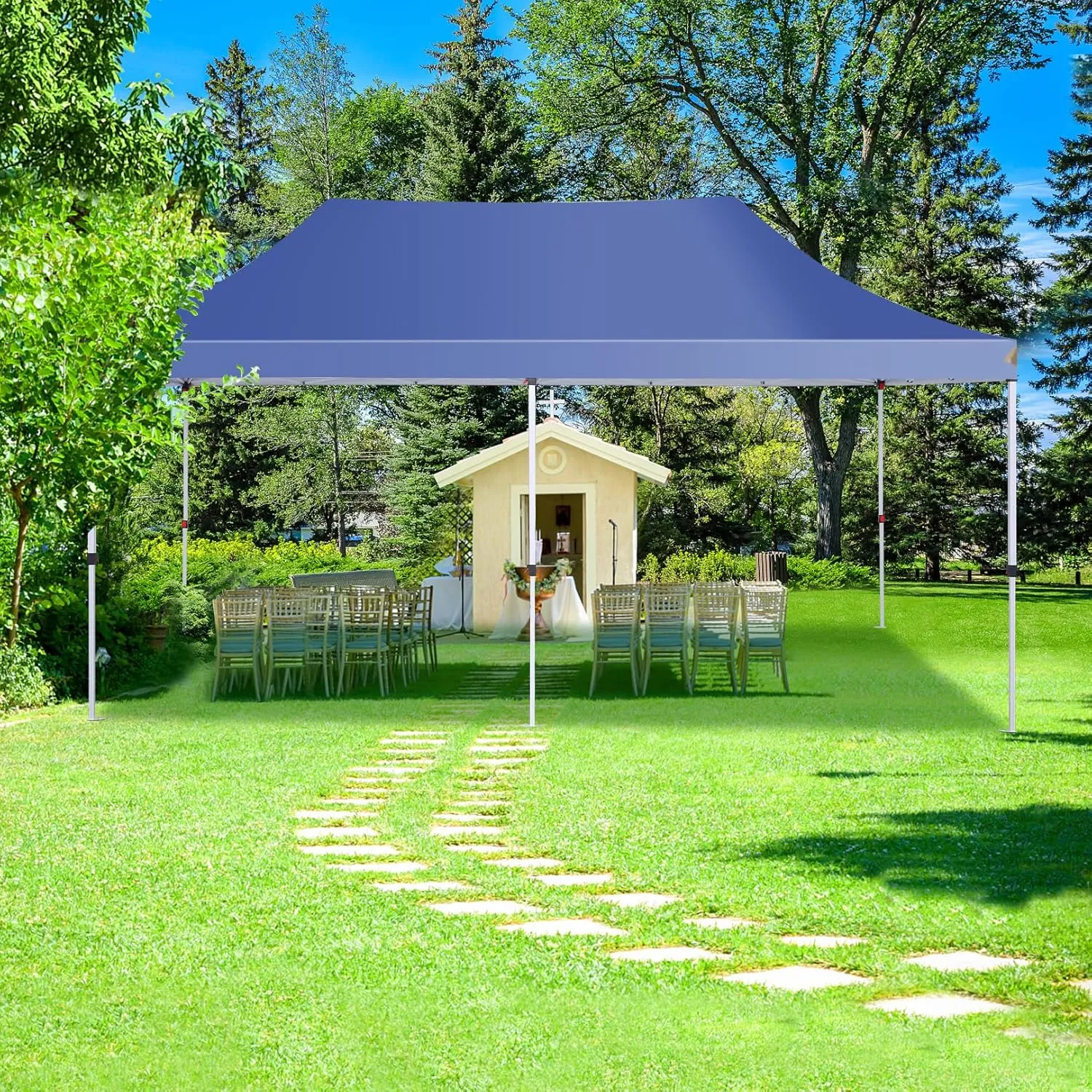 COBIZI Canopy 10x20 Pop Up Canopy Tent with 6 Sidewalls, Waterproof Commercial Canopy Ez Outdoor Instant Gazebo Easy to Set up Event Shelter, Garden Tents for Parties with Sandbags, Dark Blue