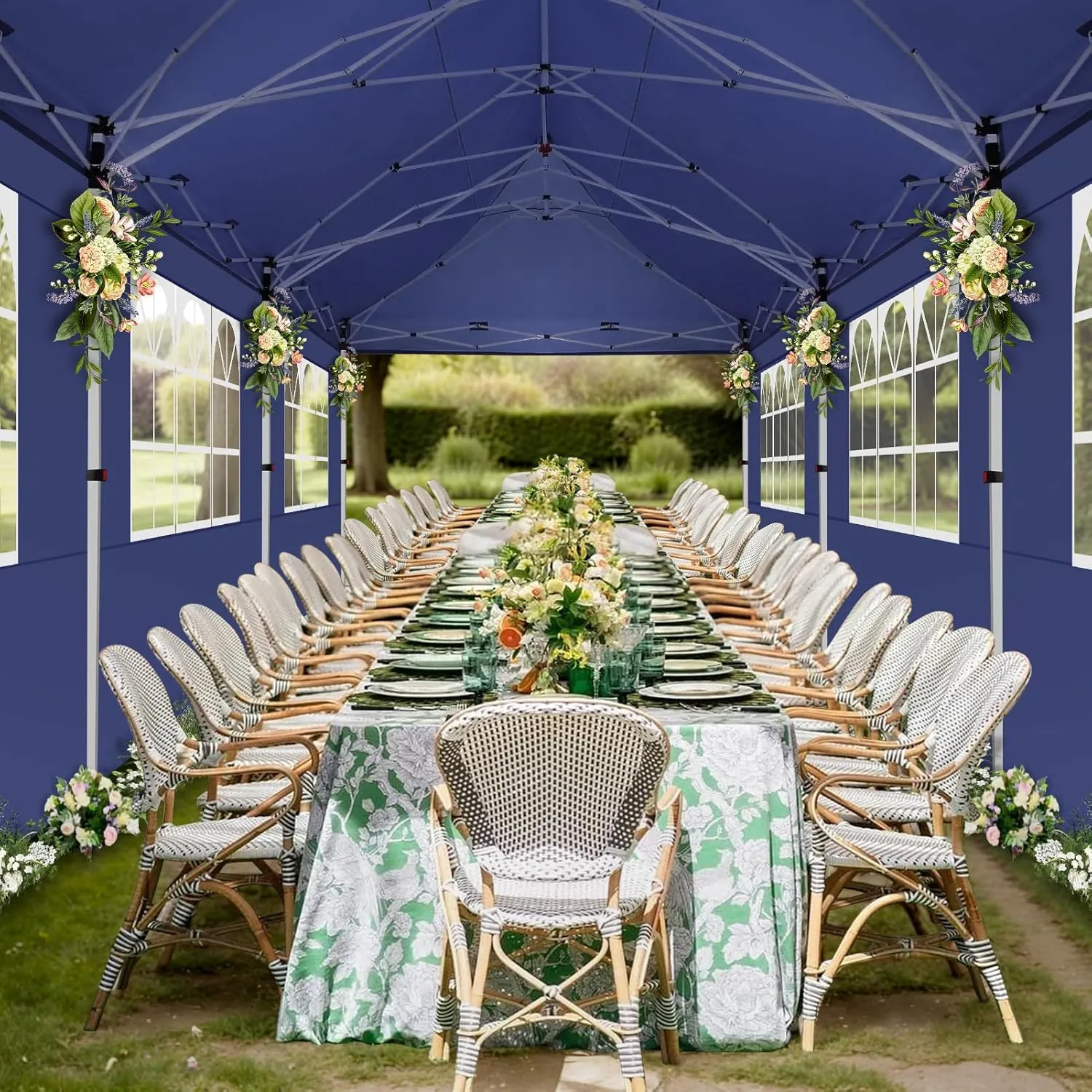 COBIZI Canopy 10x20 Pop Up Canopy Tent with 6 Sidewalls, Waterproof Commercial Canopy Ez Outdoor Instant Gazebo Easy to Set up Event Shelter, Garden Tents for Parties with Sandbags, Dark Blue