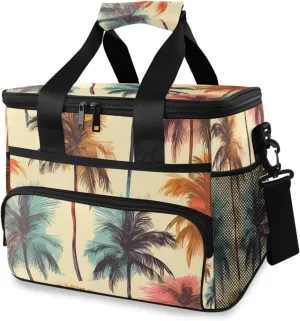 Coconut Tree Yellow Cooler Bag Insulated Cooler Soft Sided Cooler 24 Can Portable Picnic Bag Large Leakproof Lunch Bag Box for Beach Grocery Camping Travel Car Men Women