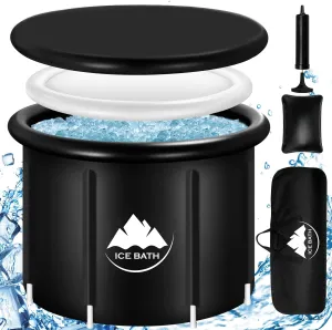 Cold Plunge Tub, XL Large 116 Gal Ice Bath Tub For 2 Adults Athletes, Portable Cold Water Inflatable Plunge Pool With Cover, Multiple Layered, Carry Bag for Recovery & Cold Water Therapy