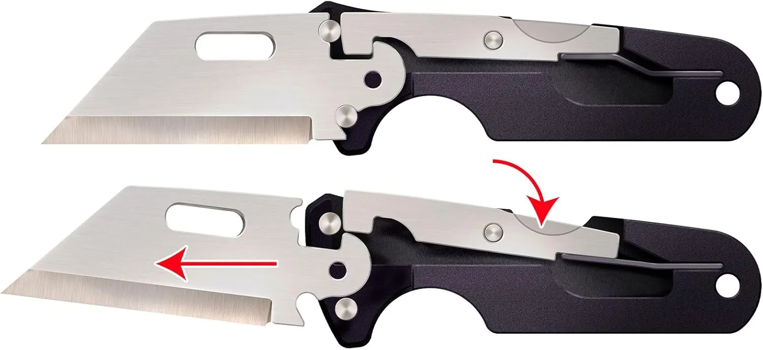 Cold Steel Click N Cut - Standard Fixed Blade Knife | Durable 420J2 Steel Compact Hunting & Hiking Multiple Replaceable Blades | Sheath & 3 Blades Included