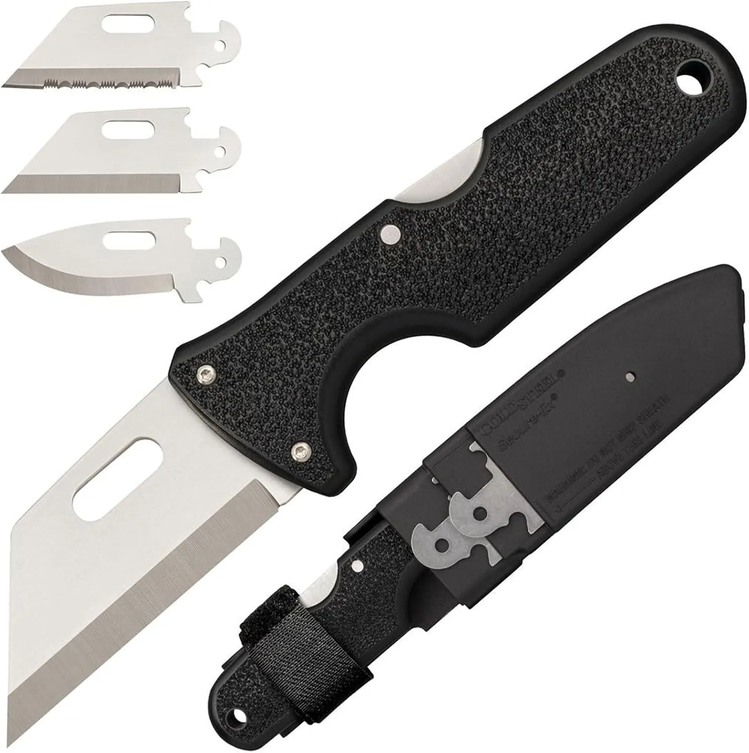 Cold Steel Click N Cut - Standard Fixed Blade Knife | Durable 420J2 Steel Compact Hunting & Hiking Multiple Replaceable Blades | Sheath & 3 Blades Included