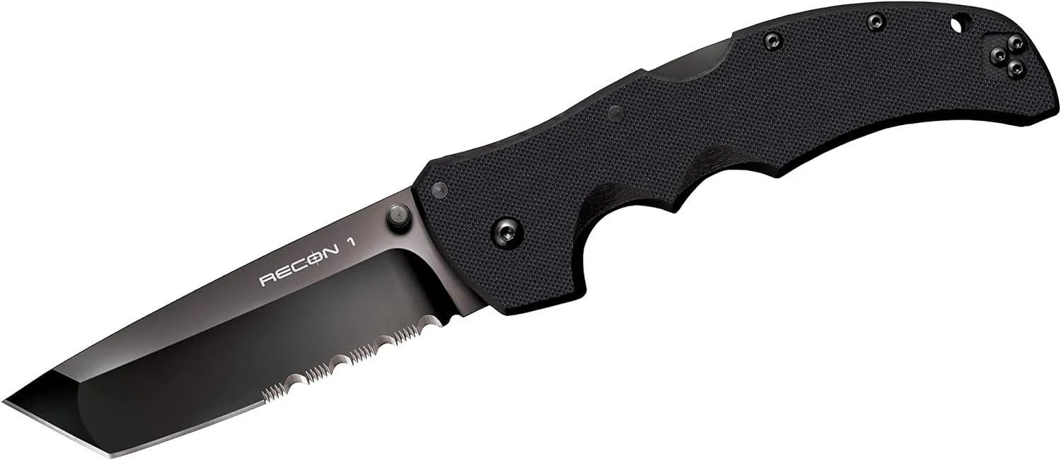 COLD STEEL Recon 1 4" S35VN Razor-Sharp Blade 5.375" G-10 Handle Tactical Folding Knife w/Tri-Ad Lock, Ambidextrous Pocket/Belt Clip