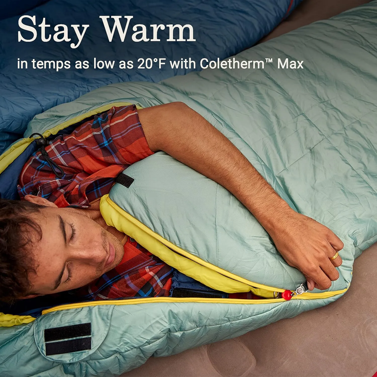 Coleman Big Bay 20°F Sleeping Bag, Adult Mummy Sleep Sack with Headrest