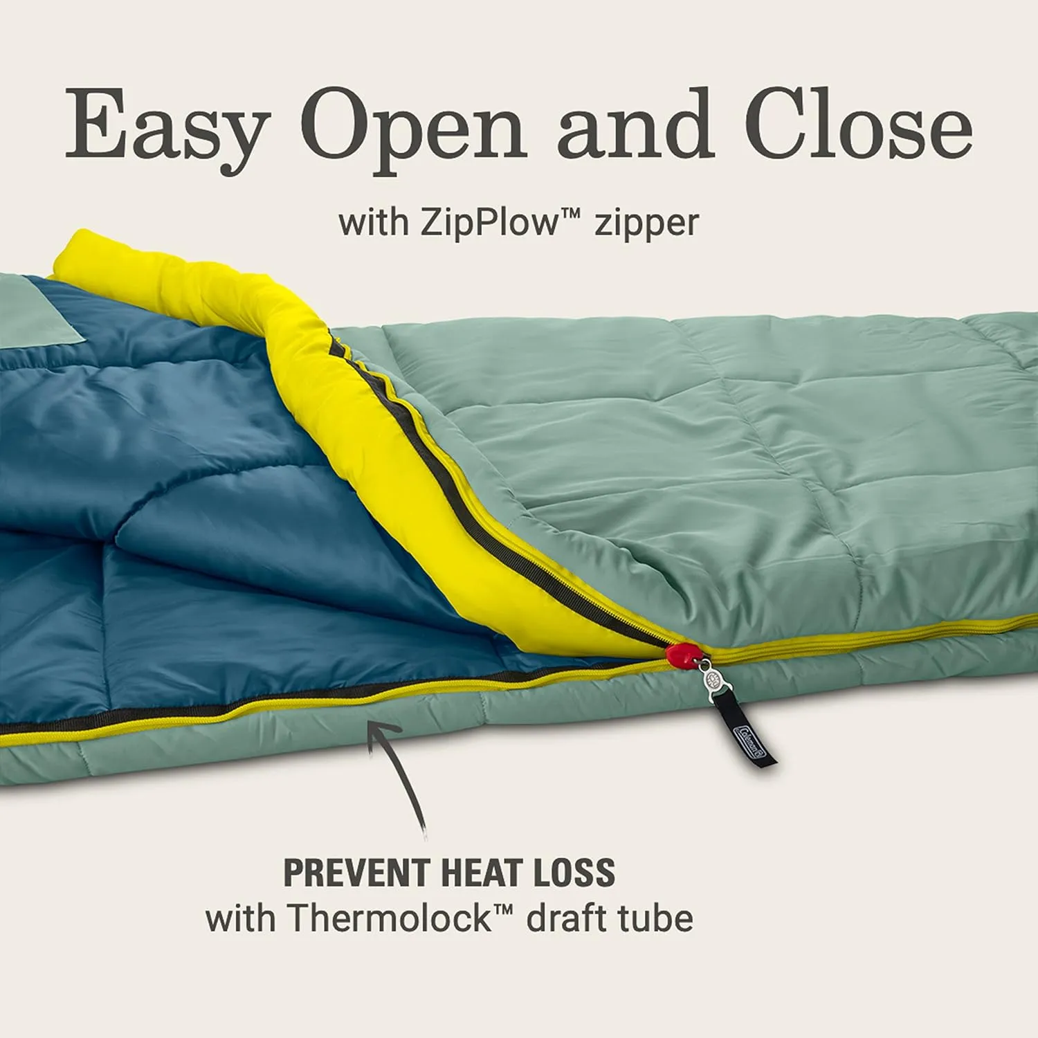 Coleman Big Bay 20°F Sleeping Bag, Adult Mummy Sleep Sack with Headrest