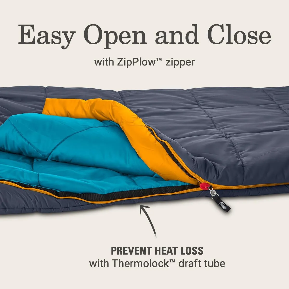 Coleman Big Bay 20°F Sleeping Bag, Adult Mummy Sleep Sack with Headrest