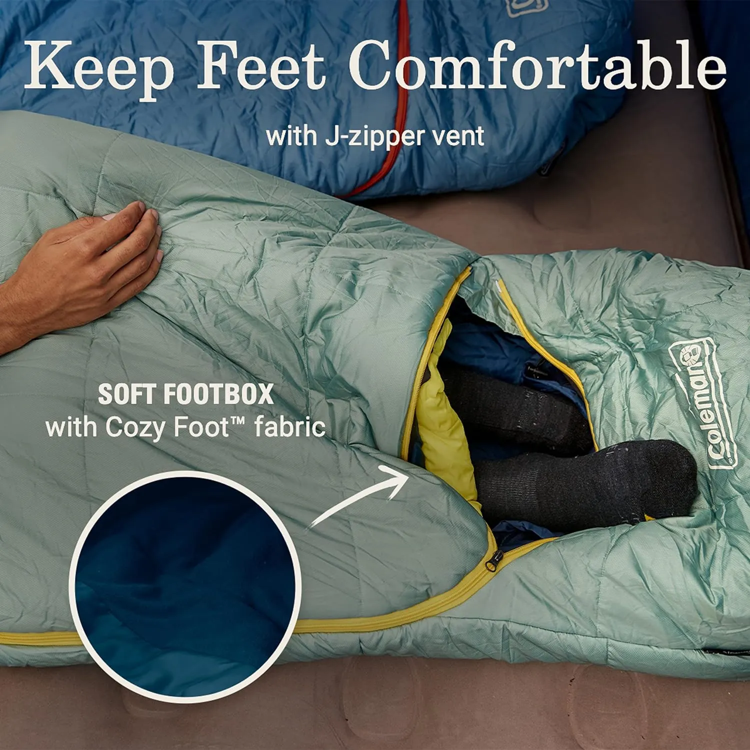 Coleman Big Bay 20°F Sleeping Bag, Adult Mummy Sleep Sack with Headrest