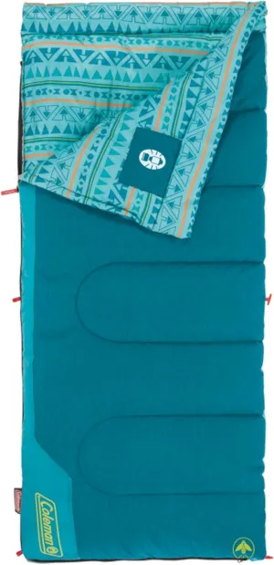 Coleman Kids 50°F Sleeping Bag for Children up to 5ft Tall, Glow in the Dark Design, Machine Washable