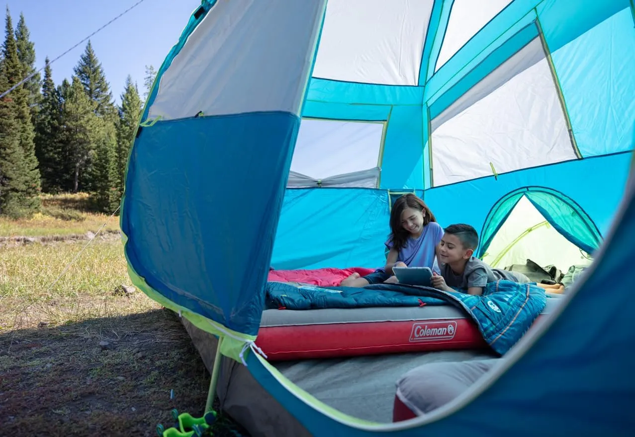 Coleman Kids 50°F Sleeping Bag for Children up to 5ft Tall, Glow in the Dark Design, Machine Washable