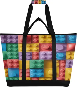 Color Box Reusable Insulated Lunchbox Cooler Bag, Leakproof Kitchen Grocery Bag Collapsible Portable Cooler Tote Bag for Picnic, Camping, Office, Travel