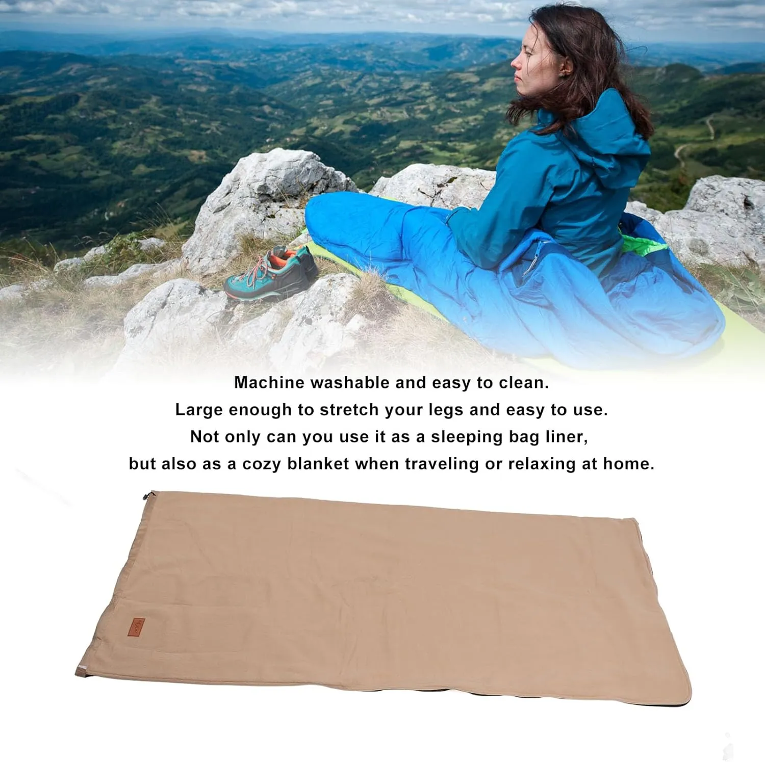 Comfortable Sleeping Bag Blanket, Ultra Thick Travel Blanket, Soft Outdoor Liner for Hiking, Camping, Backpacking, and Travel – Machine Washable and Lightweight