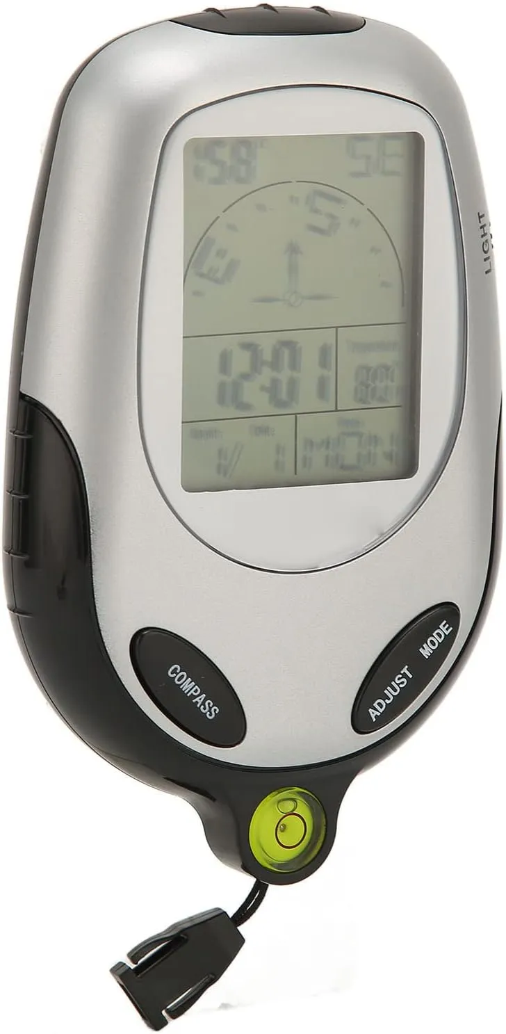 Compact Compass Compact with 360 ° 9 Basic Point Segment Thermometer for Picnic, Camp - Time Screen