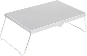 Compact Folding Camping Table, Ultralight Aluminum Beach Table with Anti-Slip Design and Arc-Shaped Bracket, Portable Collapsible Table for Outdoor Picnic, Traveling (Silver)