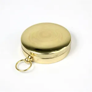 Compass Hiking, Pure Copper Compass Pocket Watch Retro Flip Compass Outdoor Mountaineering Multifunctional Luminous Compass with Cover Compass (Gold)