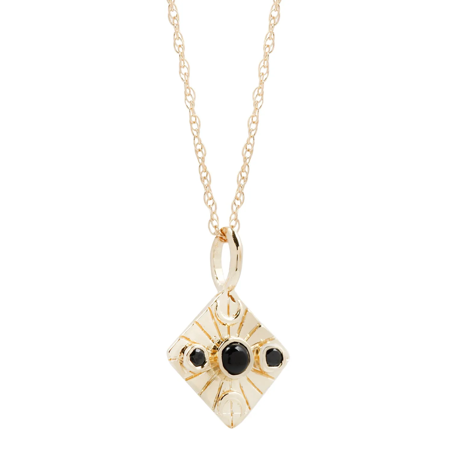 Compass Necklace in Black Onyx/Black Spinel