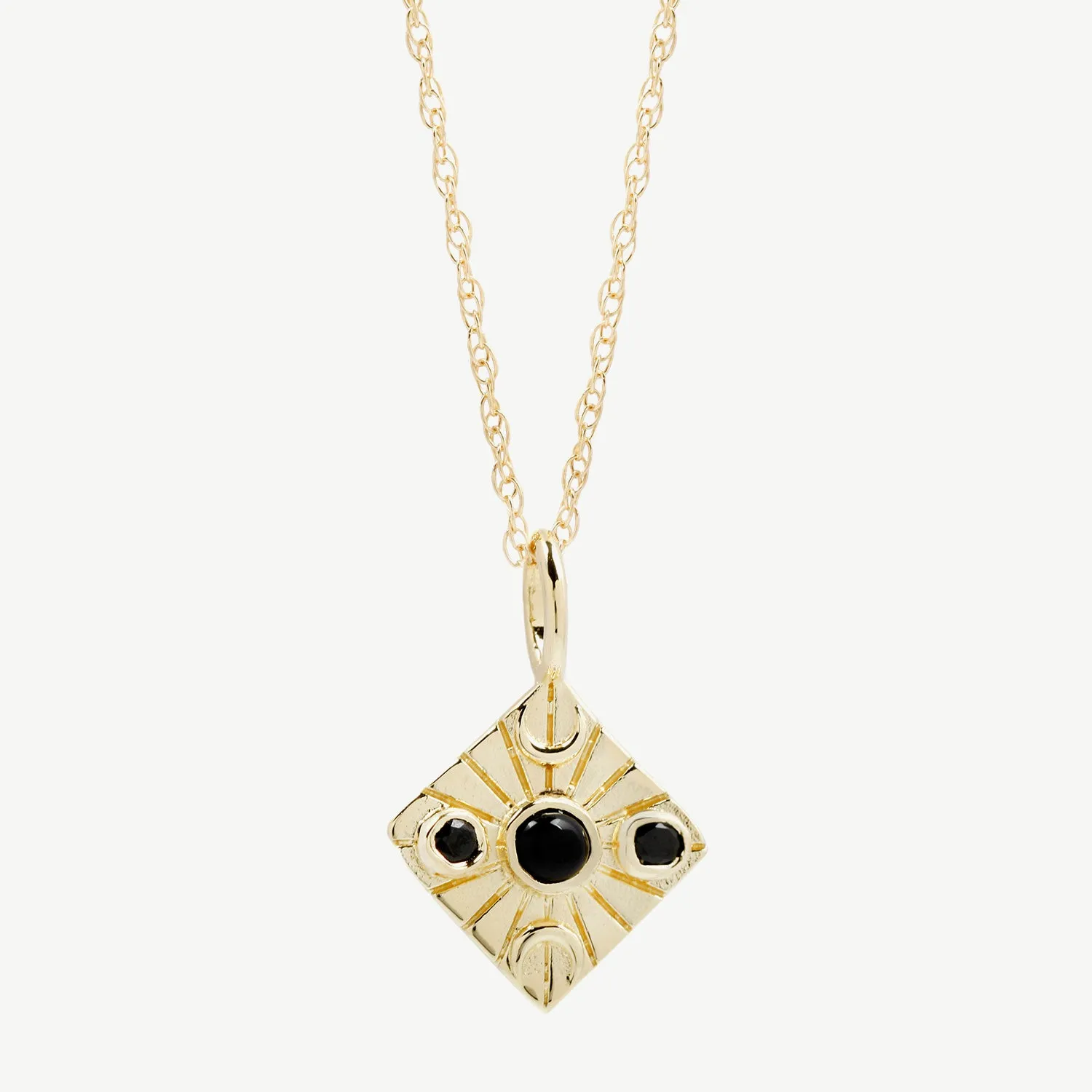 Compass Necklace in Black Onyx/Black Spinel