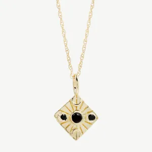 Compass Necklace in Black Onyx/Black Spinel