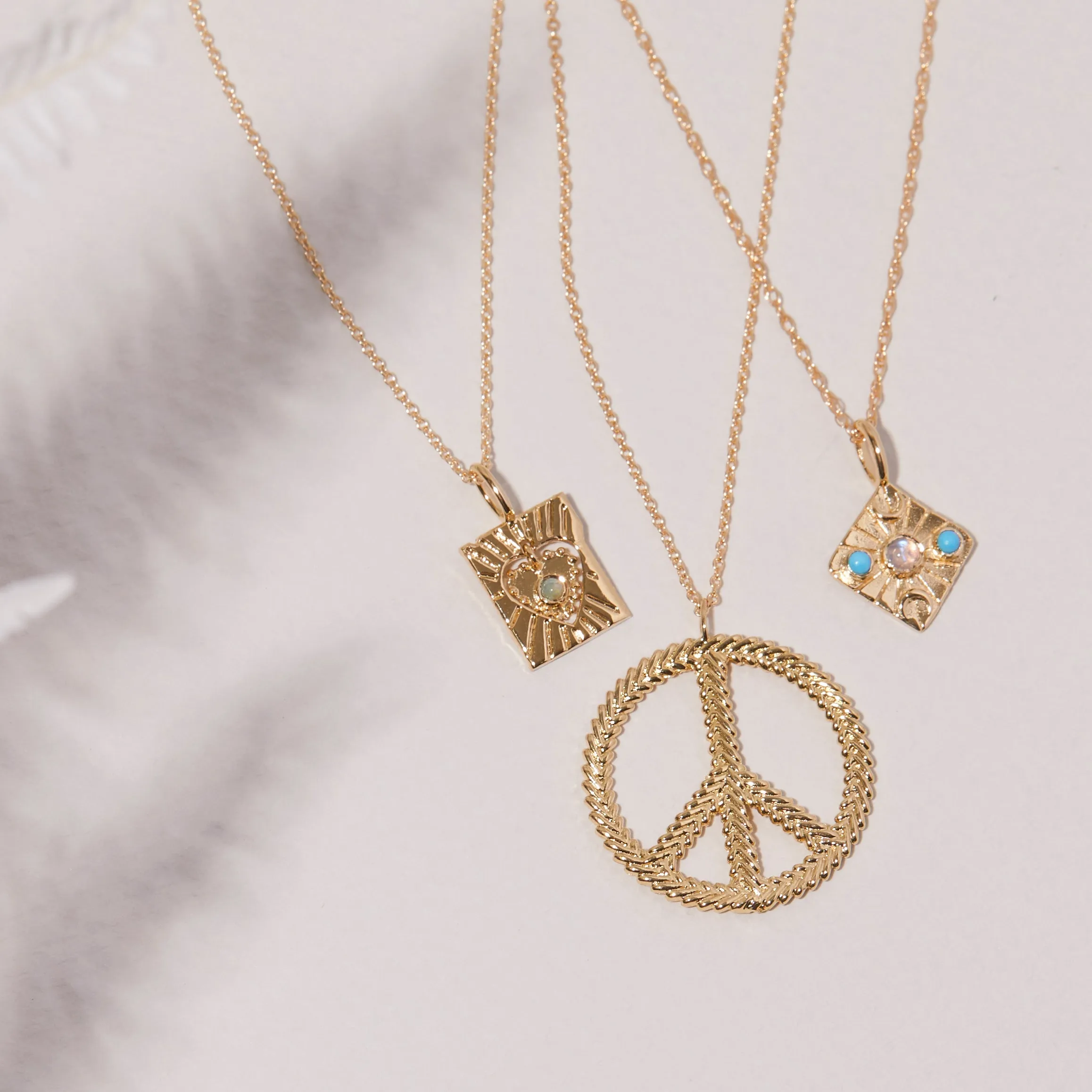 Compass Necklace in Moonstone/Turquoise