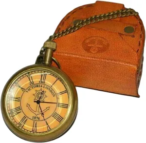 Compass Vintage Antique Marine Art Anchor Brass Pocket Watch Leather Case Collectible Hiking Survival Tool Antique Collectible Compass Gift by THEMEDIEVALMARTCITY