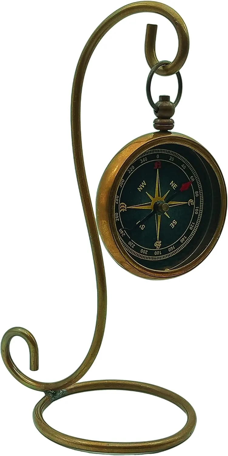 Compass with Display Stand-Unique|Uplifting|Engraved Compass |Brass Antique Compass w/Antique Display Stand Custom Gift,Business & Office Gift,Birthday,Fathers Day