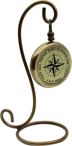 Compass with Display Stand-Unique|Uplifting|Engraved Compass |Brass Antique Compass w/Antique Display Stand Custom Gift,Business & Office Gift,Birthday,Fathers Day