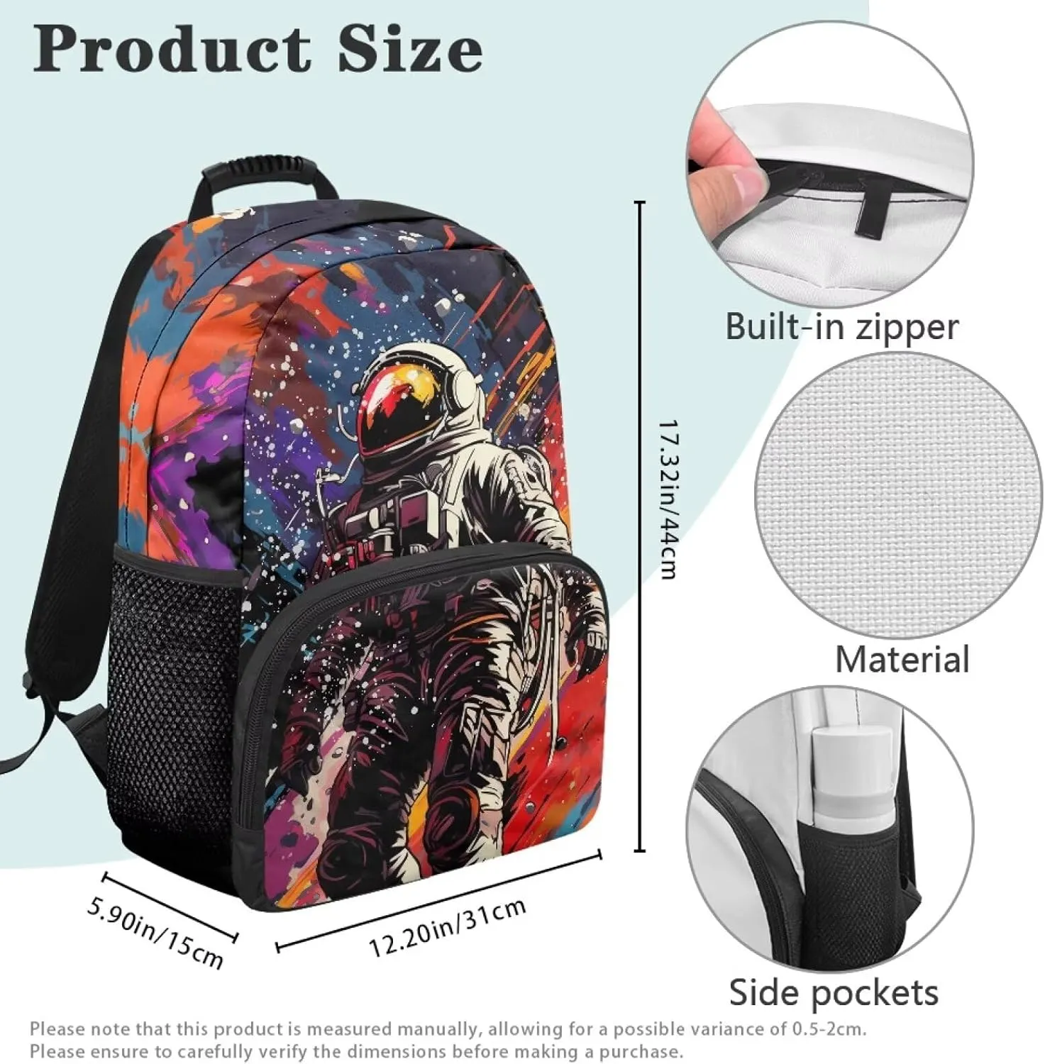 Computer Messenger Bag 17 inch Laptop Women School Bag Astronaut Print with Handle Band Side Pockets Lightweight Backpack Large Capacity Bookbag Daypack for Travel
