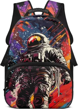 Computer Messenger Bag 17 inch Laptop Women School Bag Astronaut Print with Handle Band Side Pockets Lightweight Backpack Large Capacity Bookbag Daypack for Travel