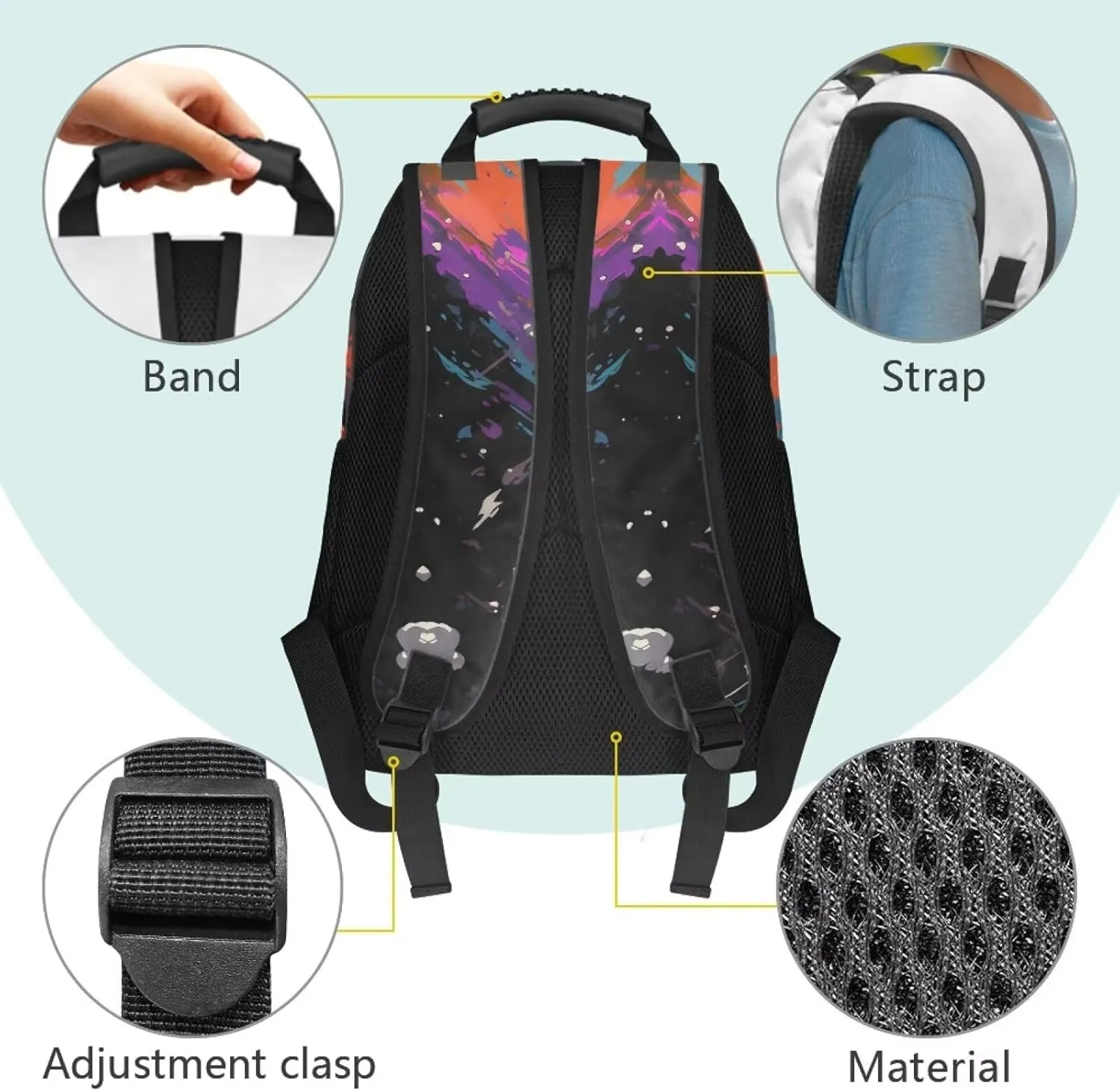 Computer Messenger Bag 17 inch Laptop Women School Bag Astronaut Print with Handle Band Side Pockets Lightweight Backpack Large Capacity Bookbag Daypack for Travel
