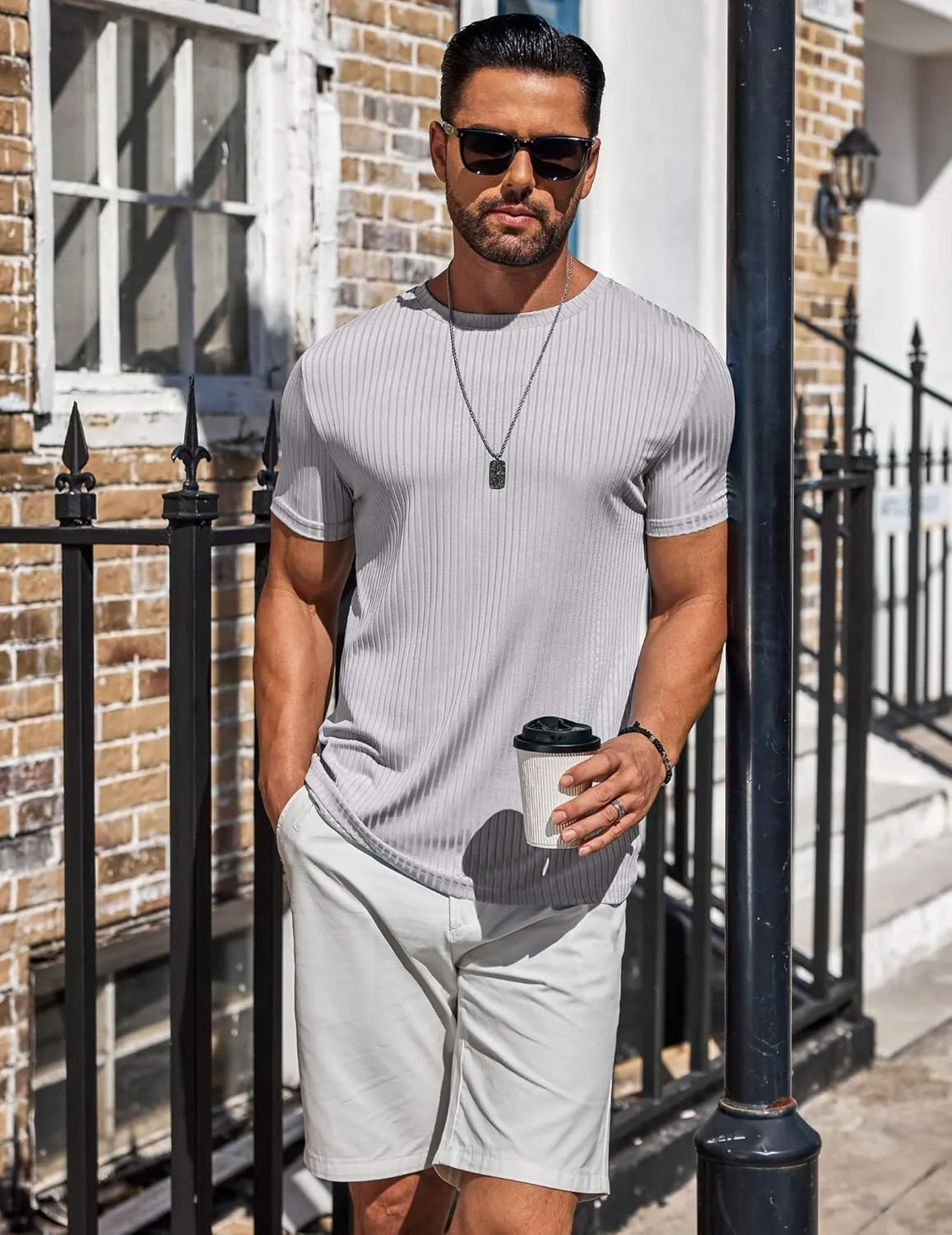 COOFANDY Mens T-Shirts Short Sleeve Plain Tshirts Casual Crew Neck Basic T Shirt Soft Cooling Fitted Stretch Tee Shirts