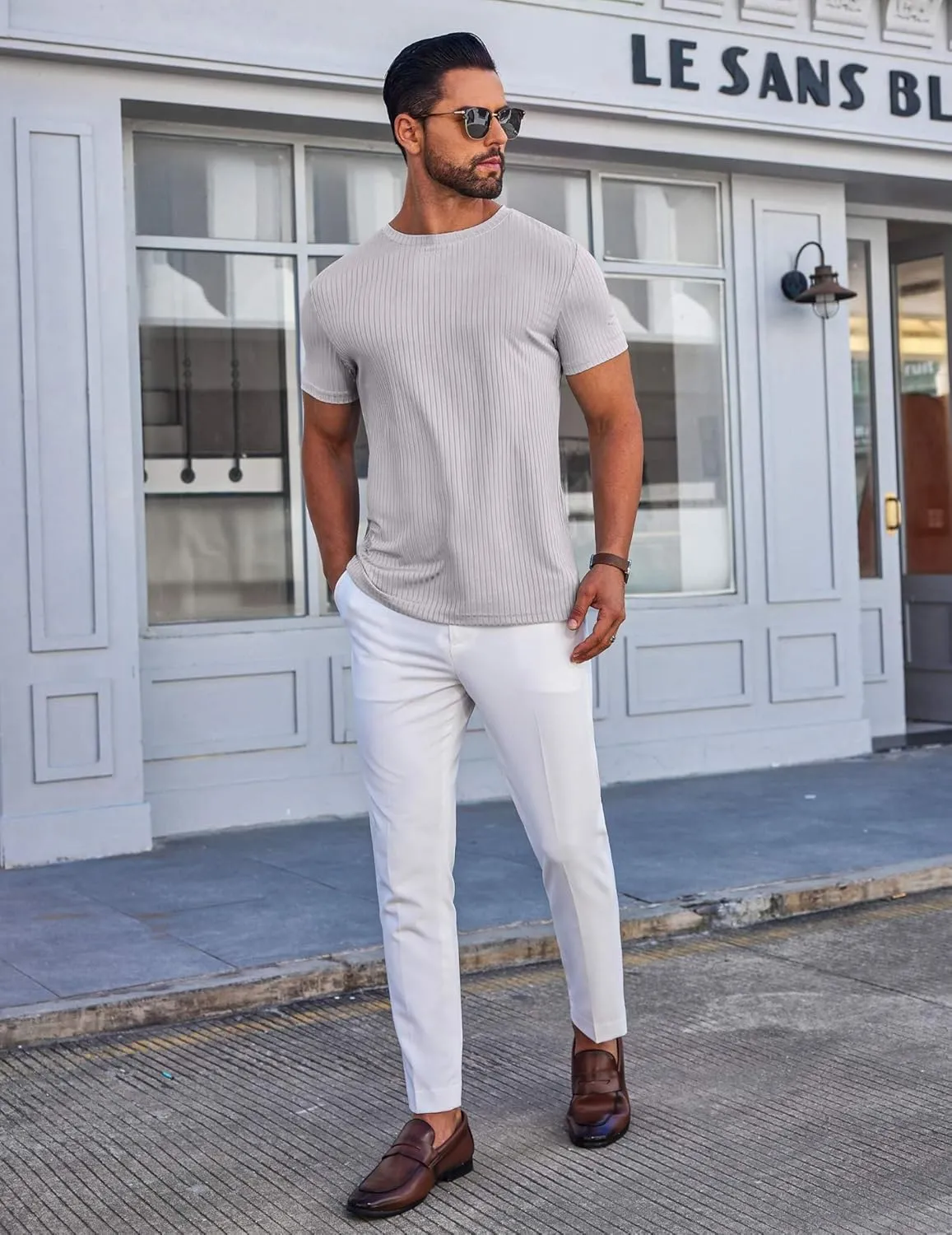 COOFANDY Mens T-Shirts Short Sleeve Plain Tshirts Casual Crew Neck Basic T Shirt Soft Cooling Fitted Stretch Tee Shirts