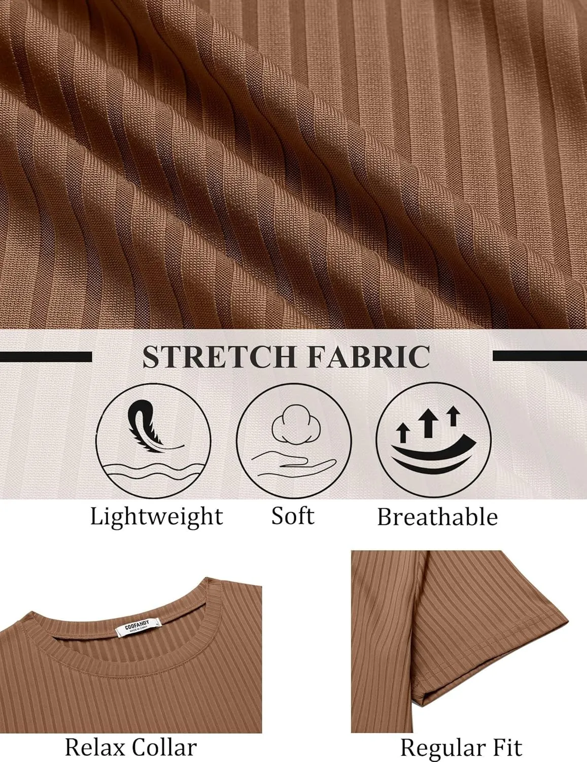 COOFANDY Mens T-Shirts Short Sleeve Plain Tshirts Casual Crew Neck Basic T Shirt Soft Cooling Fitted Stretch Tee Shirts