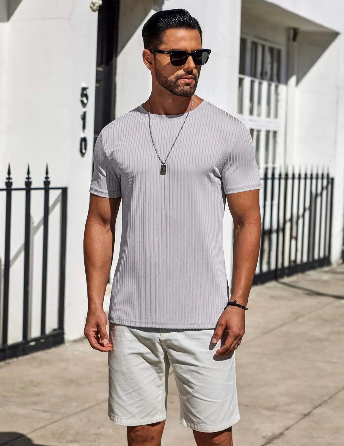 COOFANDY Mens T-Shirts Short Sleeve Plain Tshirts Casual Crew Neck Basic T Shirt Soft Cooling Fitted Stretch Tee Shirts