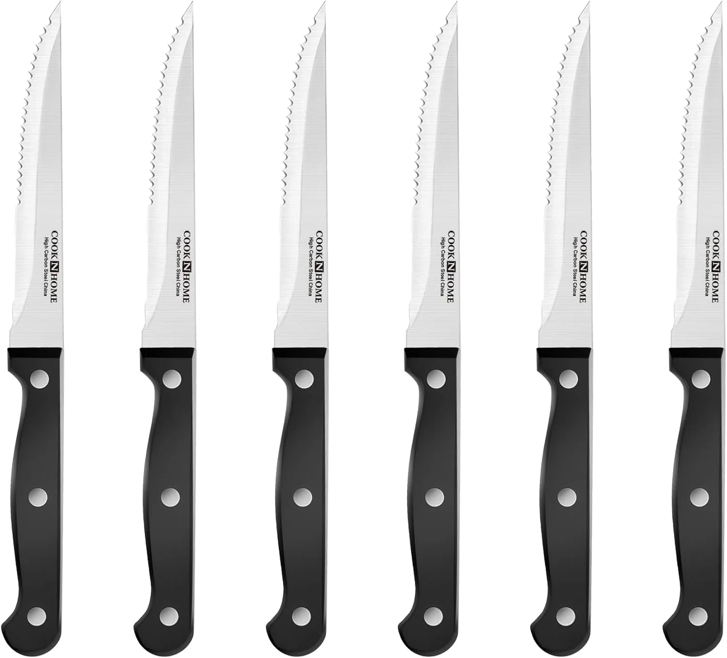 Cook N Home Kitchen Knife Set with Bamboo Storage Block 15-Piece, High Carbon Stainless Steel Blade, Black