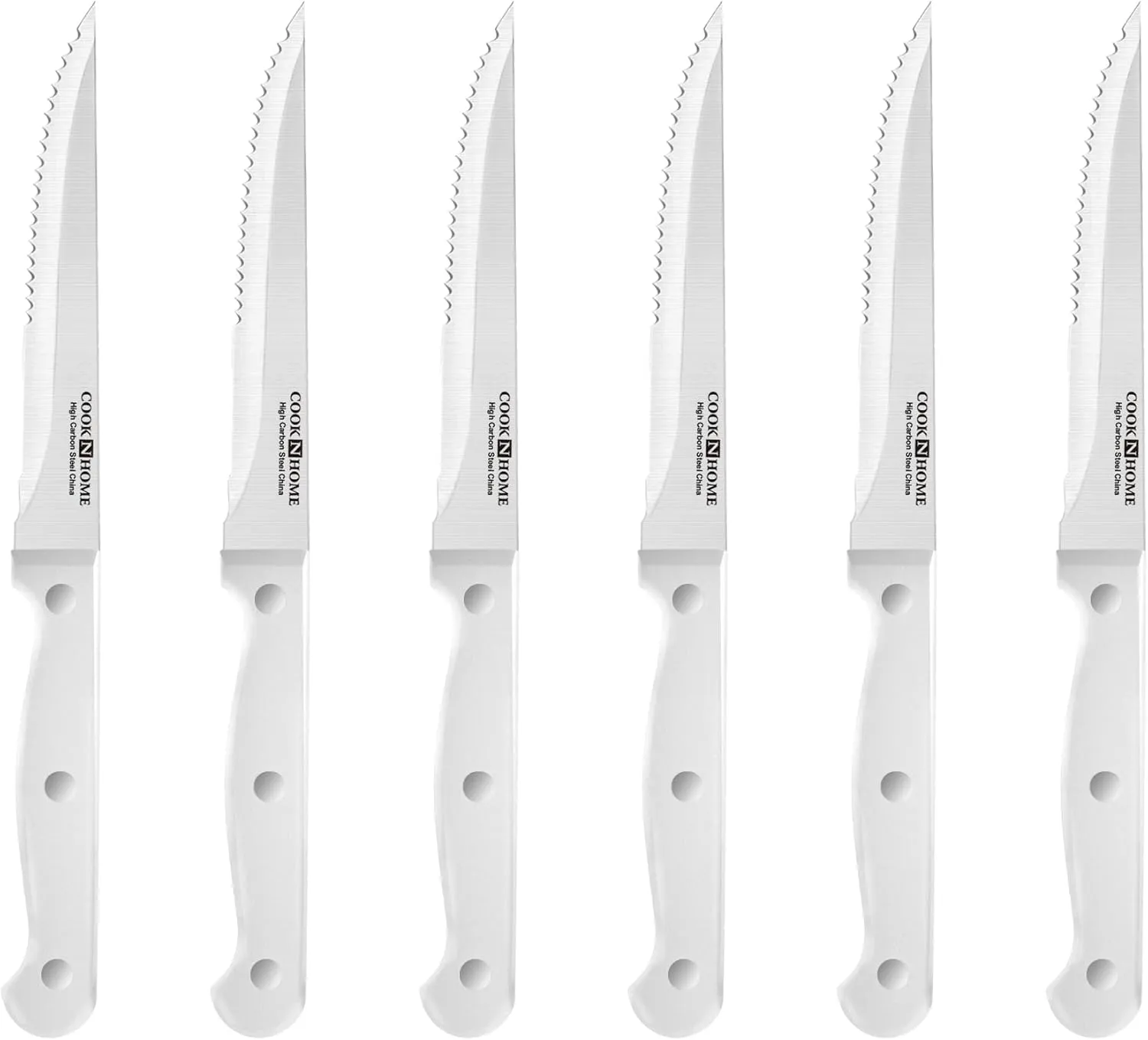 Cook N Home Kitchen Knife Set with Bamboo Storage Block 15-Piece, High Carbon Stainless Steel Blade, White