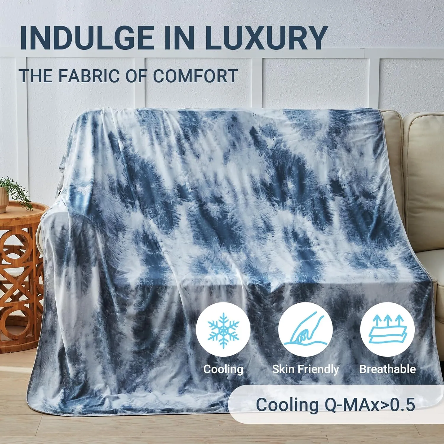 Cooling Blanket for Hot Sleepers Throw Size 50"x70", Summer Ice Cold Blanket Absorbs Heat to Keep Body Cool for Night Sweats, Lightweight Breathable Cold Blankets for Sleeping Bed & Sofa