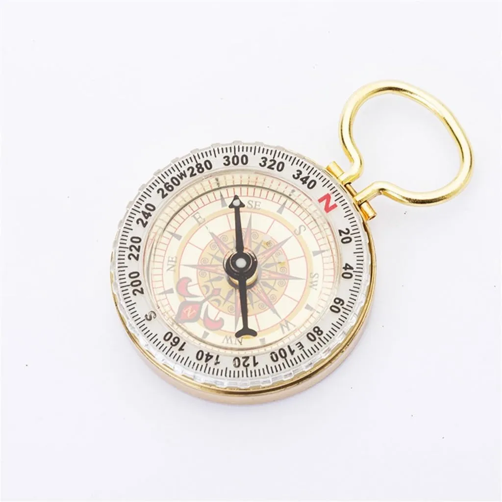 Copper Compass Pocket Watch Glow-in-The-dark Keychain Compass Essential for Outdoor Sports