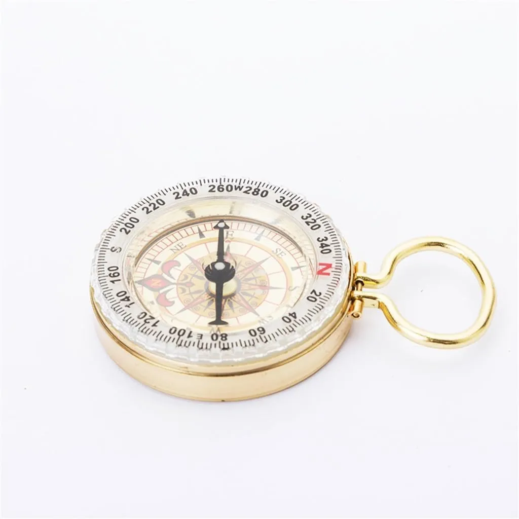 Copper Compass Pocket Watch Glow-in-The-dark Keychain Compass Essential for Outdoor Sports