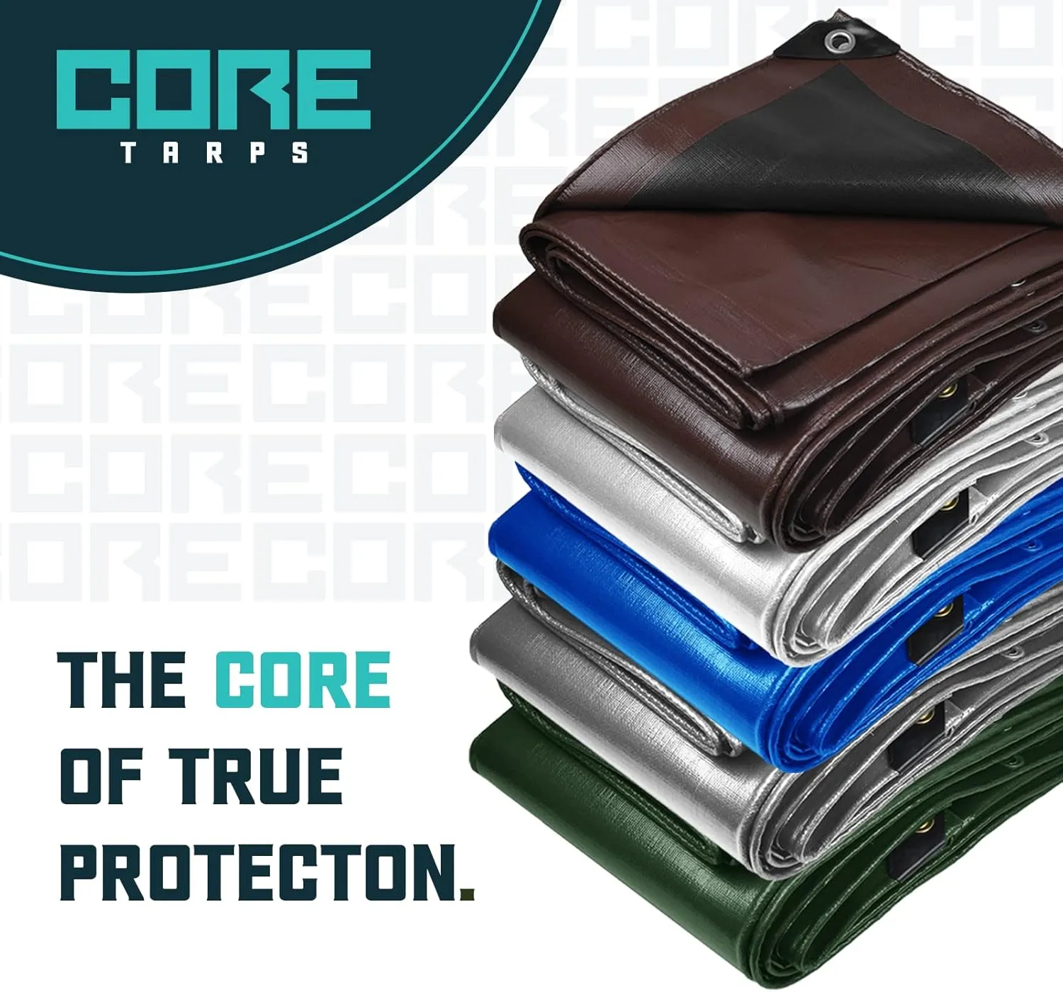 Core Tarps Extra Heavy Duty 16 Mil Tarp Cover, Waterproof, UV Resistant, Rip and Tear Proof, Poly Tarpaulin with Reinforced Edges for Roof, Camping, Patio, Pool, Boat (Green/Black 16′ X 20′)