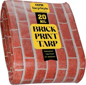 Core Tarps Extreme Heavy Duty 20 Mil Tarp Cover, Waterproof, UV Resistant, Rip and Tear Proof, Poly Tarpaulin with Reinforced Edges for Roof, Camping, Patio, Pool, Boat (Bricks/Black 20′ X 20′)