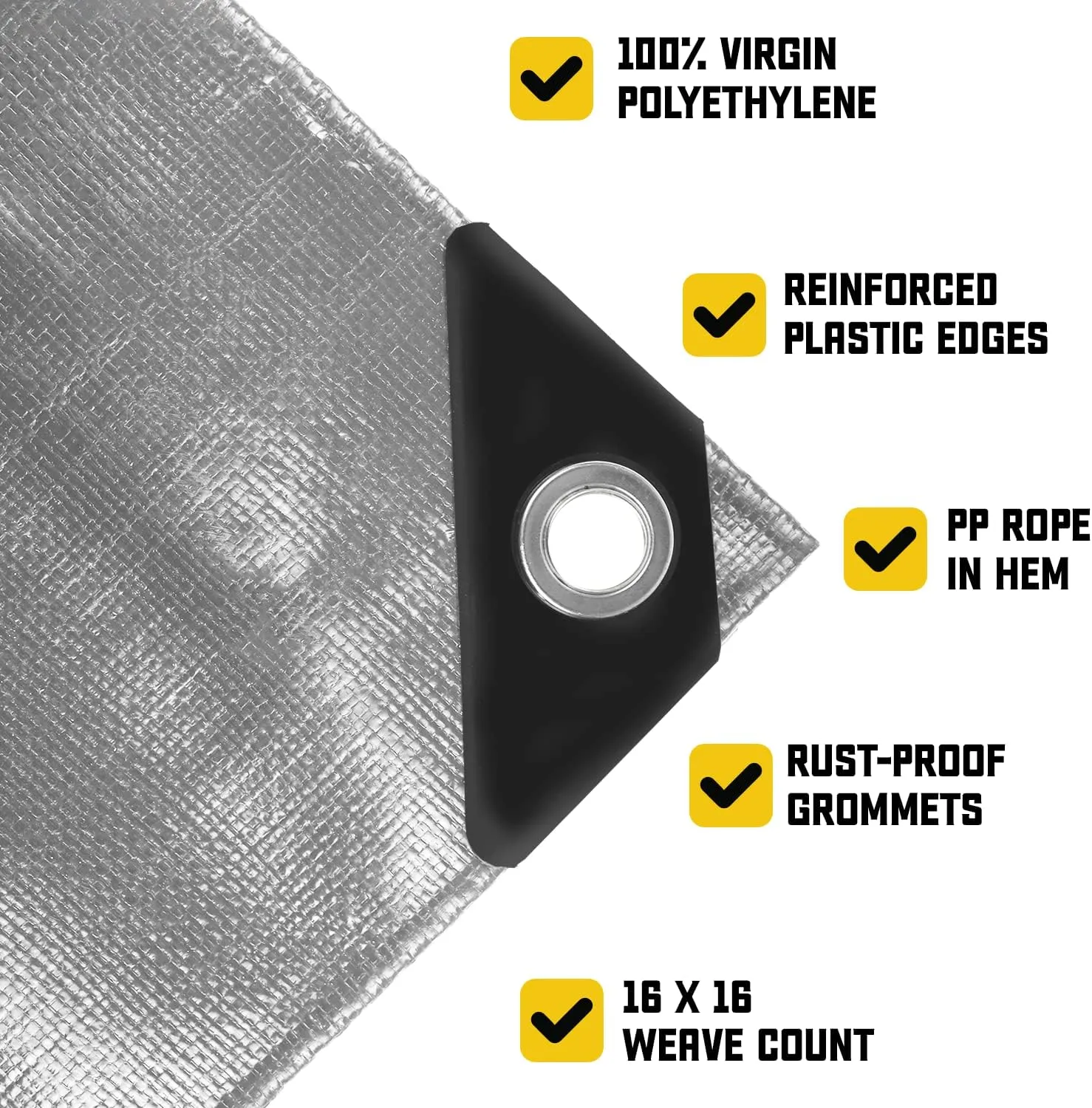 Core Tarps Extreme Heavy Duty 20 Mil Tarp Cover, Waterproof, UV Resistant, Rip and Tear Proof, Poly Tarpaulin with Reinforced Edges for Roof, Camping, Patio, Pool, Boat (Silver/Black 10′ X 20′)