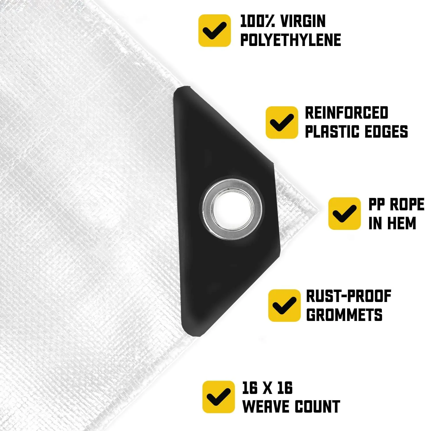 Core Tarps Extreme Heavy Duty 20 Mil Tarp Cover, Waterproof, UV Resistant, Rip and Tear Proof, Poly Tarpaulin with Reinforced Edges for Roof, Camping, Patio, Pool, Boat (White 18′ X 24′)