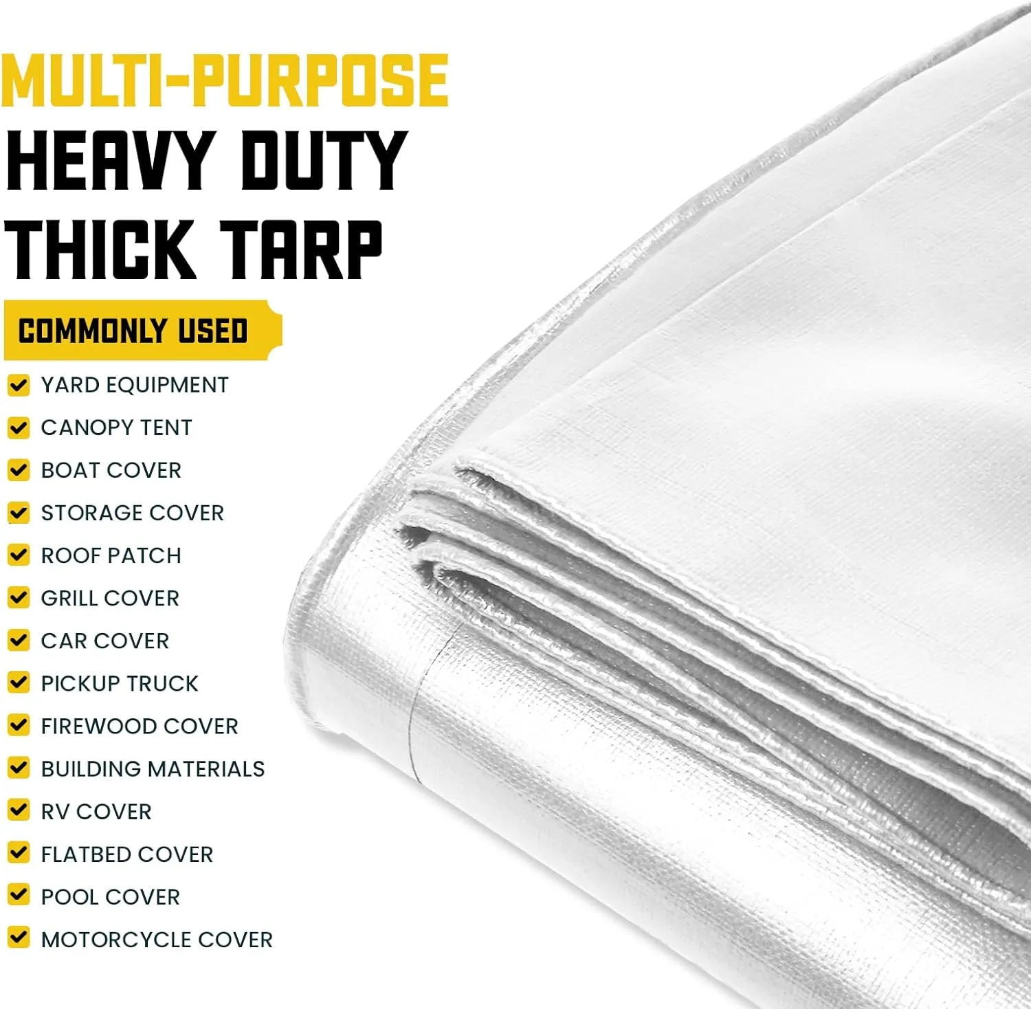 Core Tarps Extreme Heavy Duty 20 Mil Tarp Cover, Waterproof, UV Resistant, Rip and Tear Proof, Poly Tarpaulin with Reinforced Edges for Roof, Camping, Patio, Pool, Boat (White 18′ X 24′)