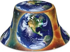Cosmic Earth Prints Reflective Bucket Hat for Men and Women - Lightweight and Breathable Headwear Black, Black, One Size