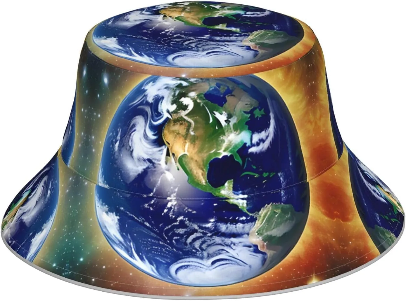 Cosmic Earth Prints Reflective Bucket Hat for Men and Women - Lightweight and Breathable Headwear Black, Black, One Size